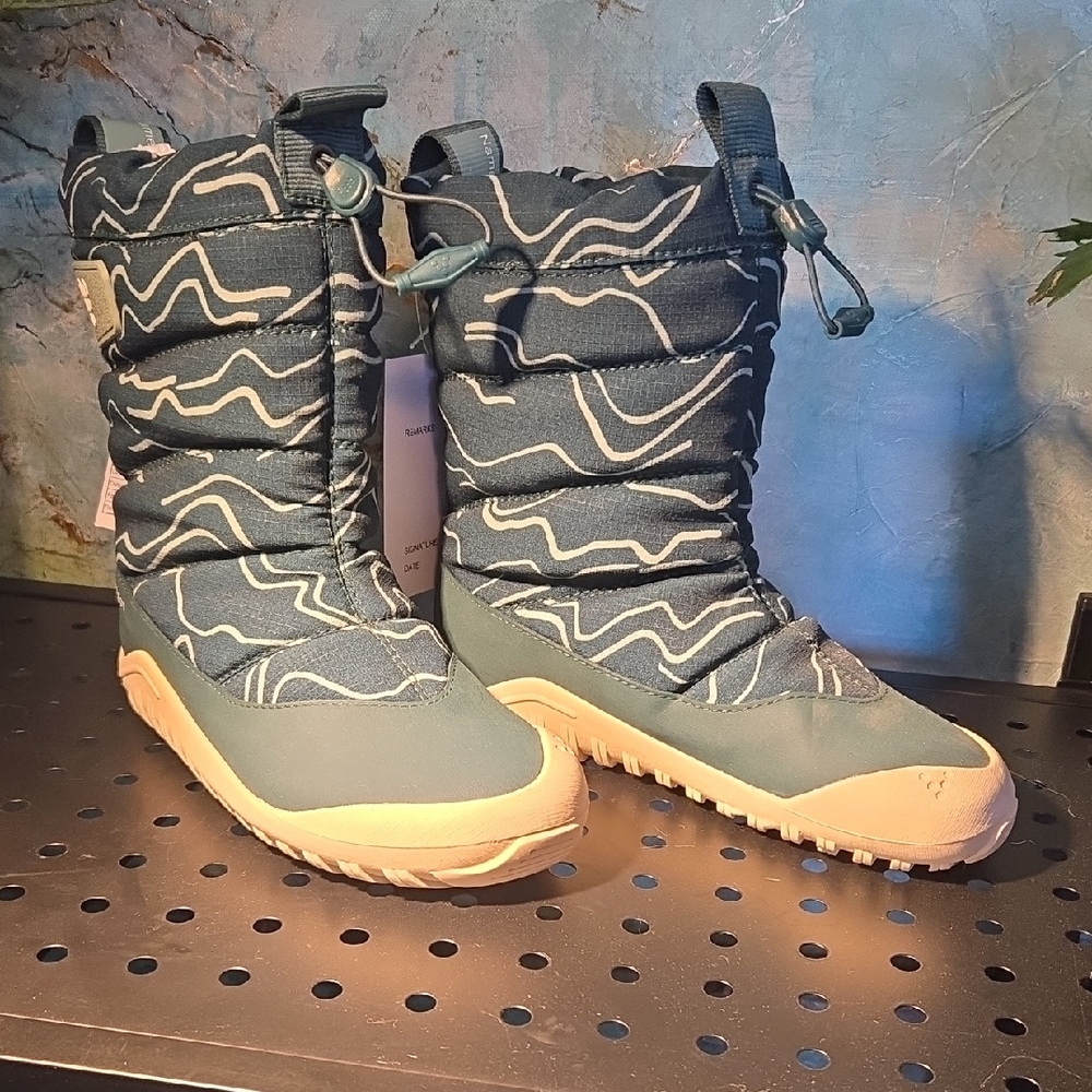 Vivo Barefoot Kids Blue and Cream Snow Boots